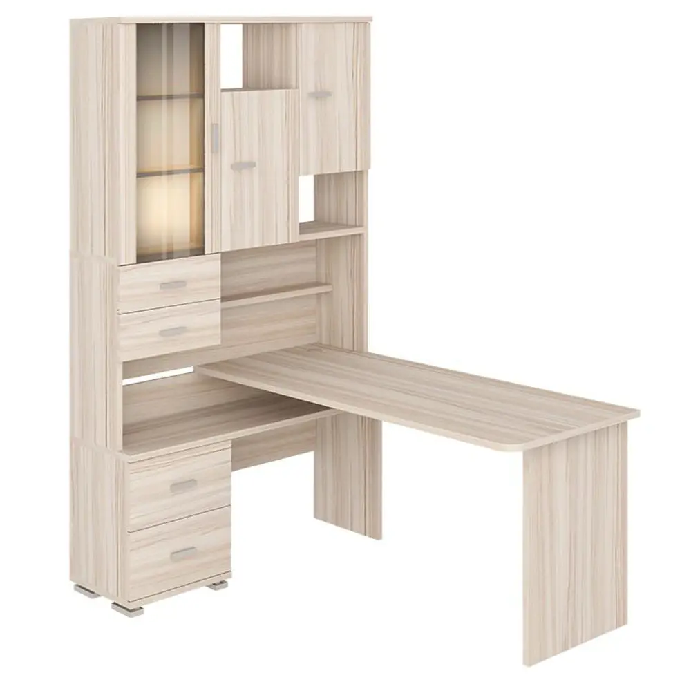 Фото Компьютерный стол Мэрдэс ср-620/160 к-лев 130x160x216 см ЛДСП цвет бежево-белый Фото Компьютерный стол Мэрдэс ср-620/160 к-лев 130x160x216 см ЛДСП цвет бежево-белый