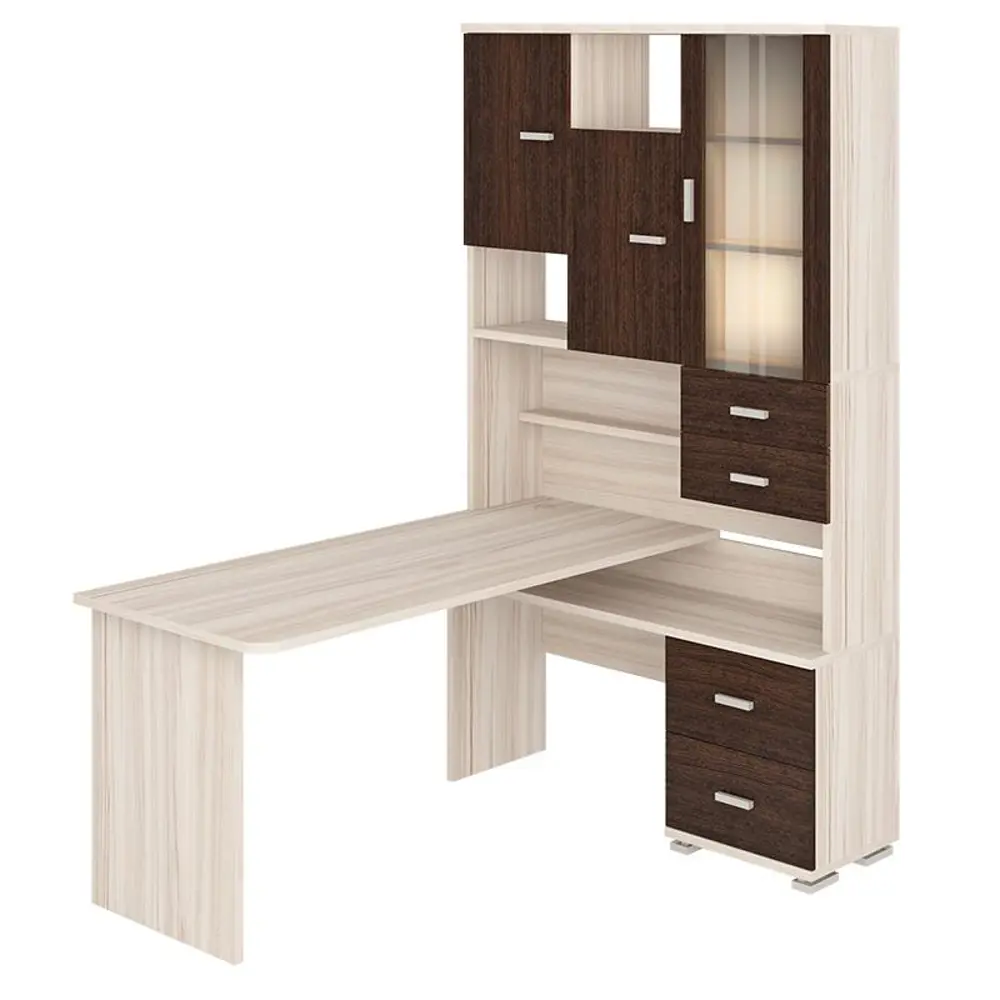 Фото Компьютерный стол Мэрдэс ср-620/160 квк-прав 130x160x216 см ЛДСП цвет венге,бежево-белый Фото Компьютерный стол Мэрдэс ср-620/160 квк-прав 130x160x216 см ЛДСП цвет венге,бежево-белый