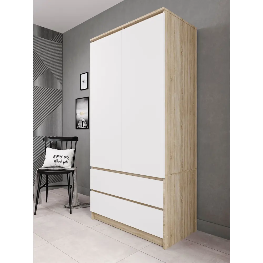 Фото 3 Шкаф распашной Дсв мебель 90.4x179.6x50.4 см ЛДСП цвет дуб сонома Фото 3 Шкаф распашной Дсв мебель 90.4x179.6x50.4 см ЛДСП цвет дуб сонома