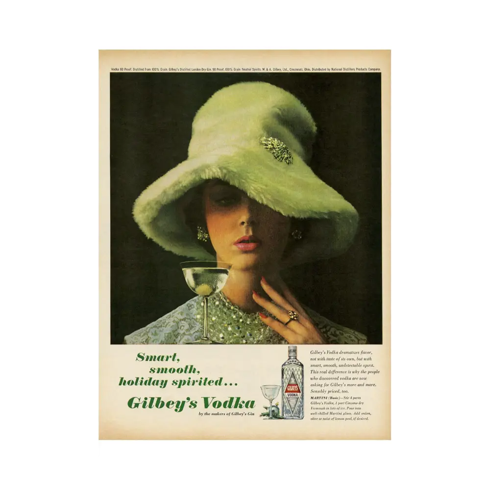 Фото Постер на холсте Просто Постер Водка с оливкой Gilbeys Vodka 60x90см без рамы