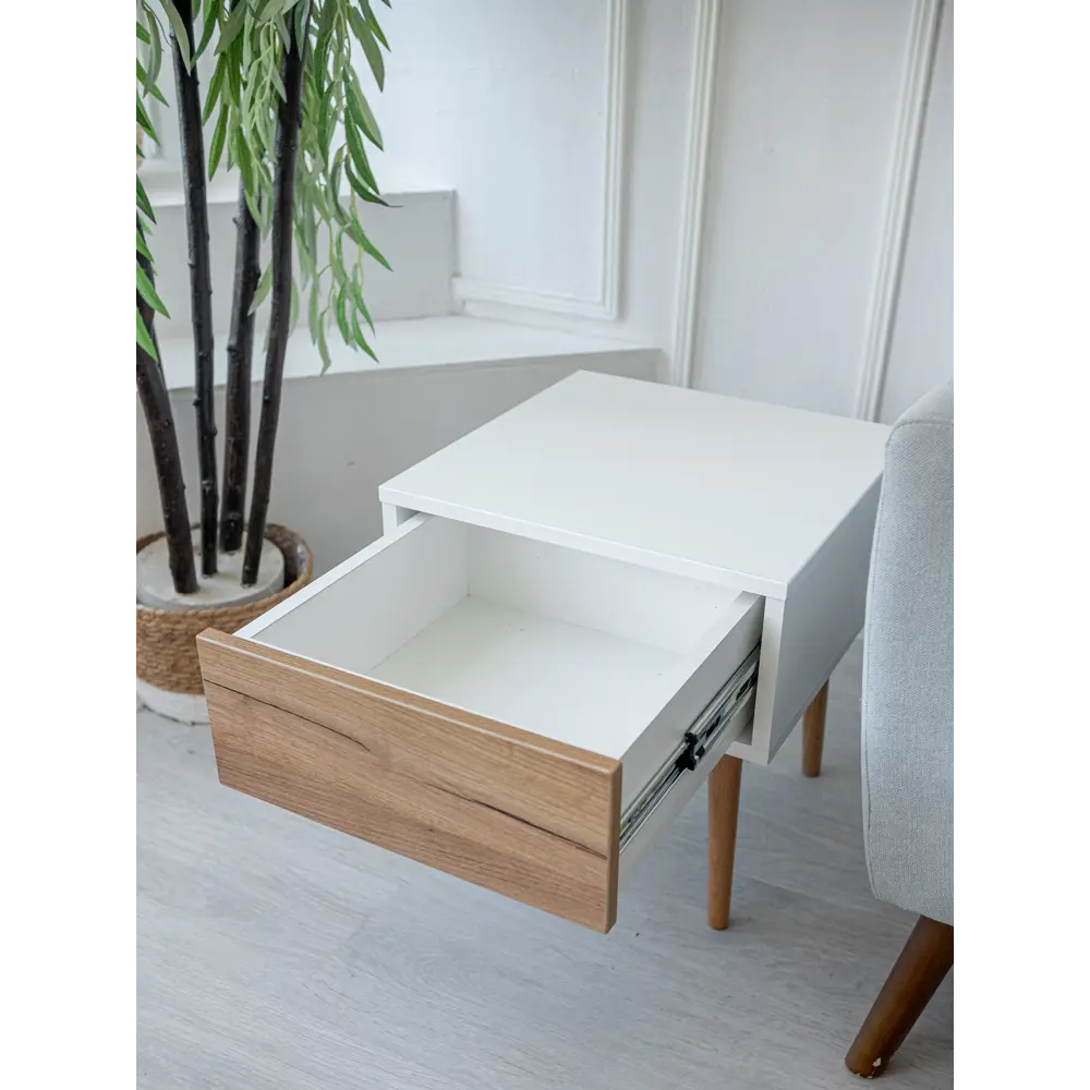 Фото 2 Тумба прикроватная Диалан-Строй Card&loft 40x43x40 см 1 ящик ЛДСП цвет белый Фото 2 Тумба прикроватная Диалан-Строй Card&loft 40x43x40 см 1 ящик ЛДСП цвет белый