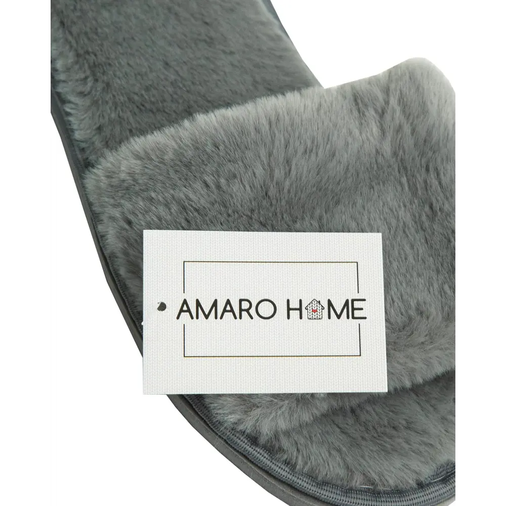 Фото 7 Тапочки женские Мех Amaro Home Открытый нос графит р. 39-41 Фото 7 Тапочки женские Мех Amaro Home Открытый нос графит р. 39-41