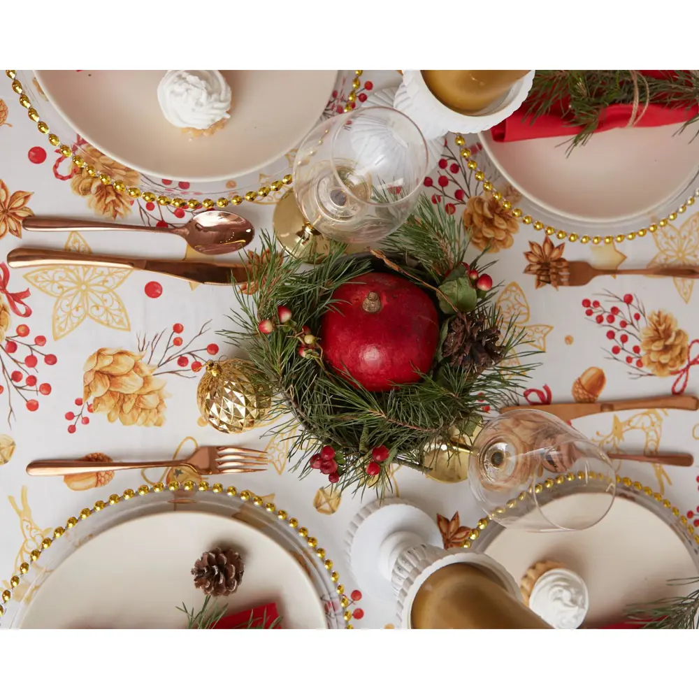 Фото 7 Скатерть Этель Golden Christmas 110х149см прямоугольная белая Фото 7 Скатерть Этель Golden Christmas 110х149см прямоугольная белая