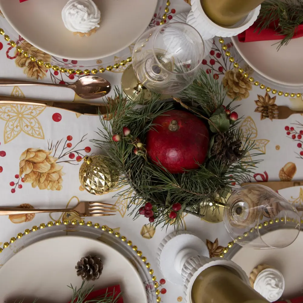 Фото 8 Скатерть Этель Golden Christmas 110х149см прямоугольная белая Фото 8 Скатерть Этель Golden Christmas 110х149см прямоугольная белая