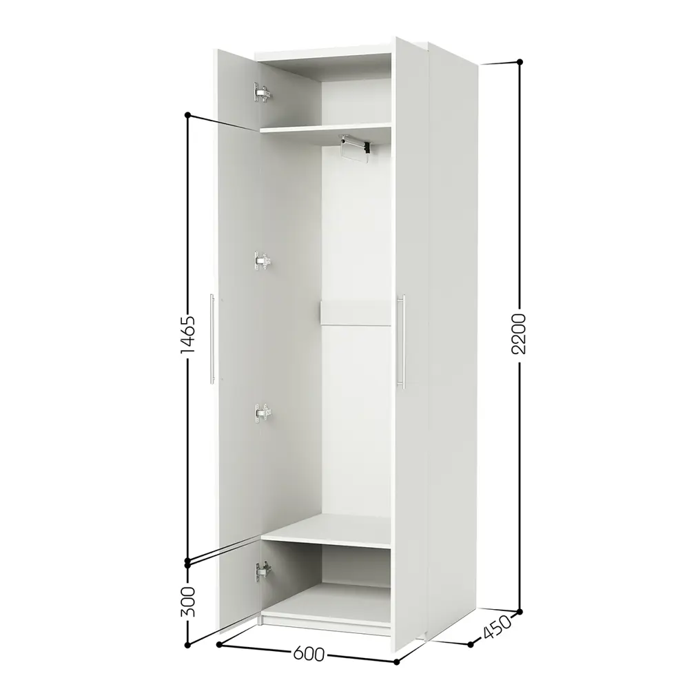 Фото 4 Шкаф распашной Шарм-дизайн Комфорт МШ-21 60x220x45 см ЛДСП цвет белый Фото 4 Шкаф распашной Шарм-дизайн Комфорт МШ-21 60x220x45 см ЛДСП цвет белый