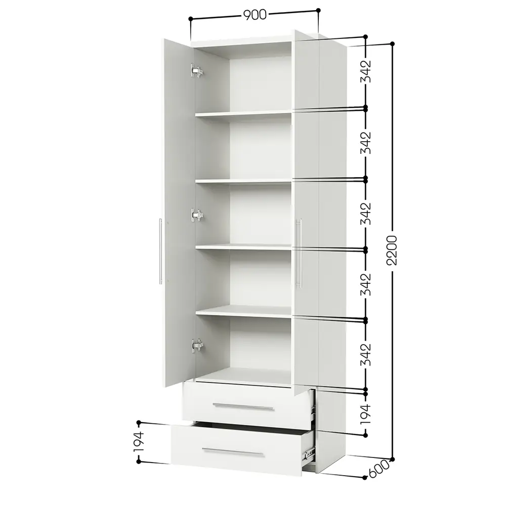 Фото 4 Шкаф распашной Шарм-дизайн Комфорт МПЯ-21 90x220x60 см ЛДСП цвет белый Фото 4 Шкаф распашной Шарм-дизайн Комфорт МПЯ-21 90x220x60 см ЛДСП цвет белый