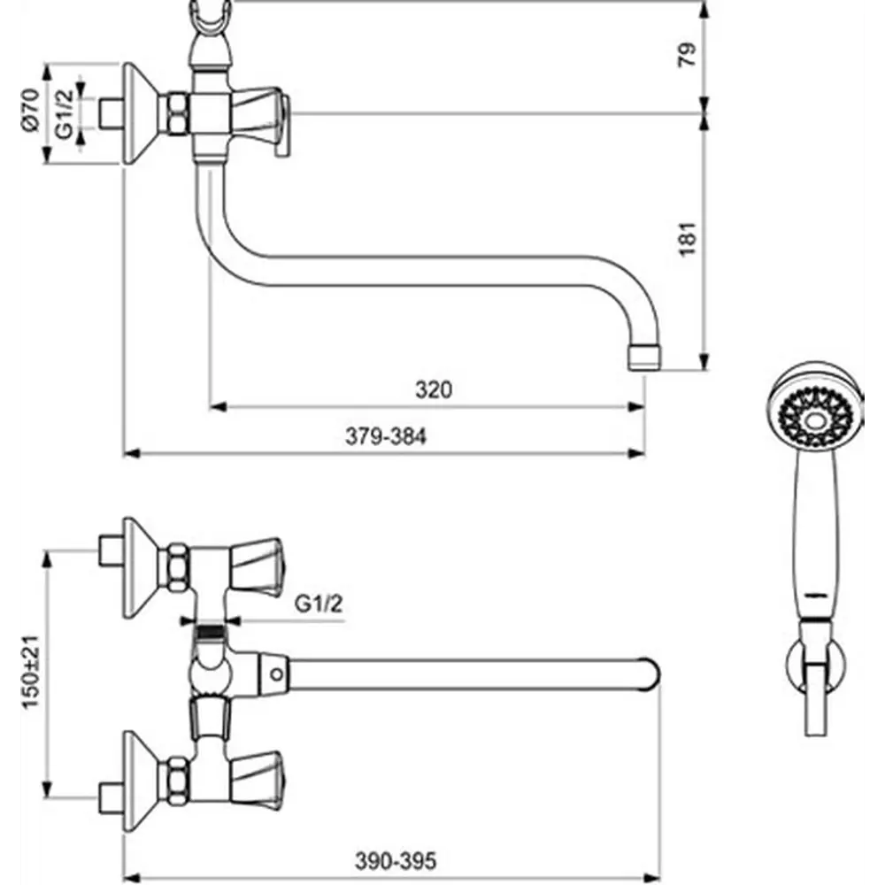 Фото 2 Смеситель для ванны Vidima Лайф BA363AA универсальный двухвентильный цвет хром Фото 2 Смеситель для ванны Vidima Лайф BA363AA универсальный двухвентильный цвет хром
