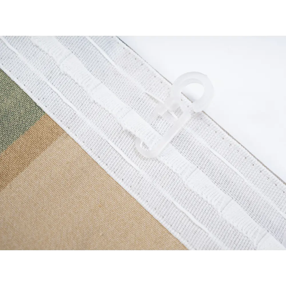 Фото 3 Штора на ленте Полоса-листья 170x250 цвет зеленый