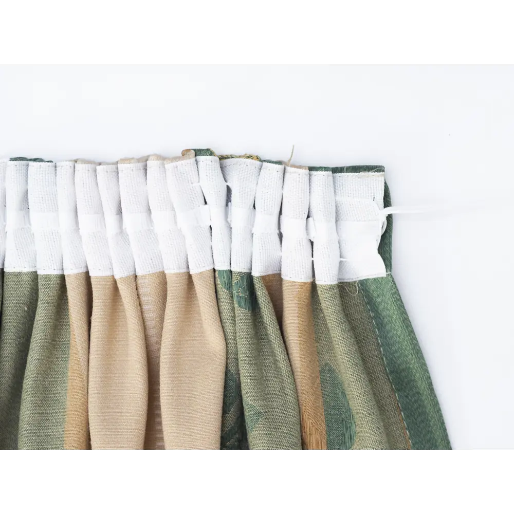 Фото 4 Штора на ленте Полоса-листья 170x250 цвет зеленый