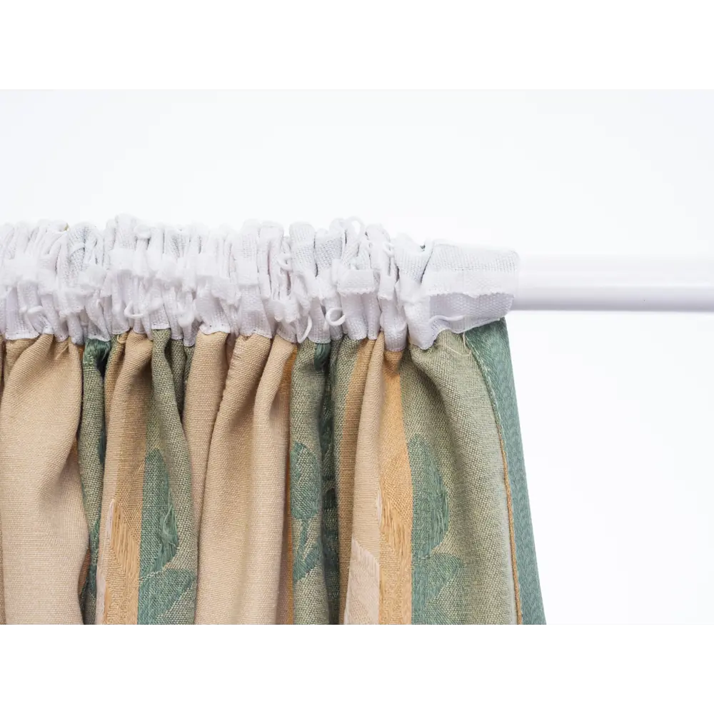 Фото 5 Штора на ленте Полоса-листья 170x250 цвет зеленый