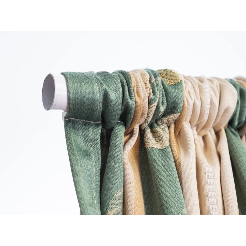 Фото 8 Штора на ленте Полоса-листья 170x250 цвет зеленый