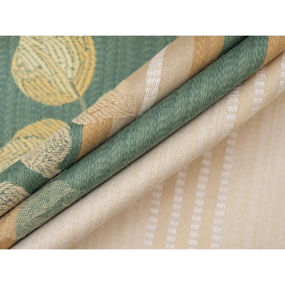 Фото 14 Штора на ленте Полоса-листья 170x250 цвет зеленый