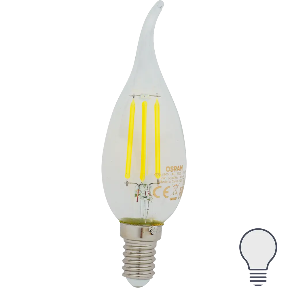 Фото Лампа светодиодная Osram E14 220 В 5 Вт свеча на ветру 660 лм холодный белый свет Фото Лампа светодиодная Osram E14 220 В 5 Вт свеча на ветру 660 лм холодный белый свет
