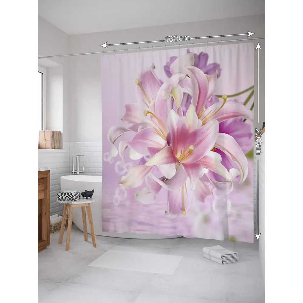 Фото 2 Шторка для ванной Утонченная элегантность 180x200 см Фото 2 Шторка для ванной Утонченная элегантность 180x200 см