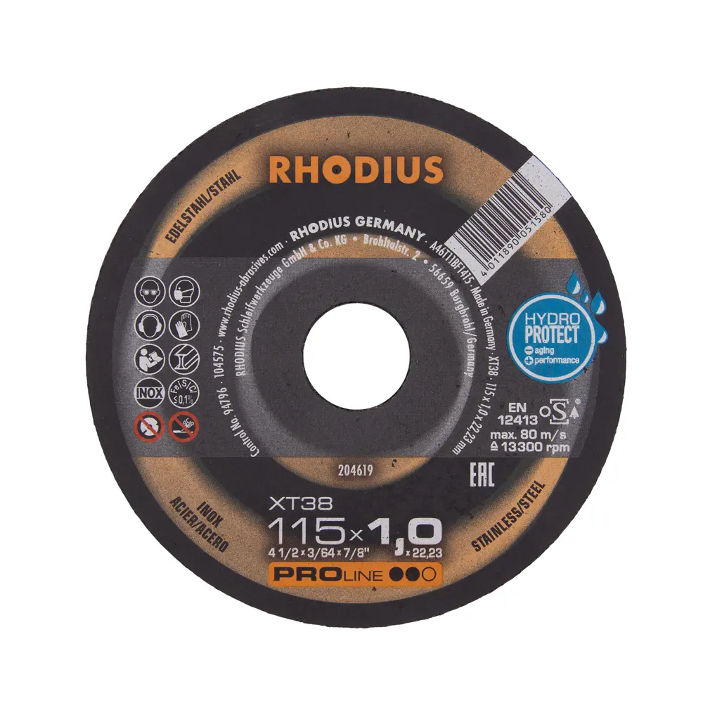 Фото Диск отрезной по стали и нержавеющей стали тип 41 Rhodius 115x22.2x1 мм Фото Диск отрезной по стали и нержавеющей стали тип 41 Rhodius 115x22.2x1 мм
