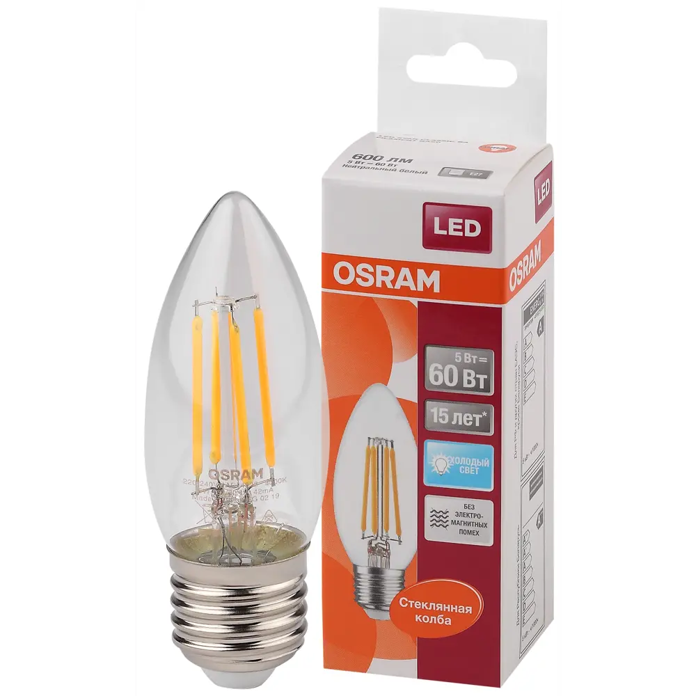 Фото Набор ламп Osram светодиодных Star 4058075212435 E27 220-240 В 5 Вт свеча 660 Лм нейтральный белый свет 10 шт Фото Набор ламп Osram светодиодных Star 4058075212435 E27 220-240 В 5 Вт свеча 660 Лм нейтральный белый свет 10 шт