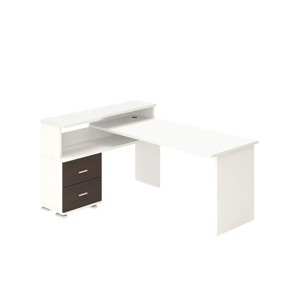 Фото Компьютерный стол Мэрдэс Ср-620/160 c бебев-лев 130x160x93 см ЛДСП цвет венге, белый жемчуг