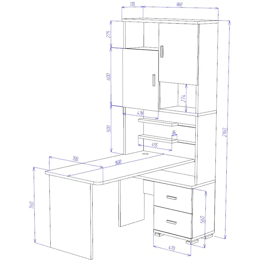 Фото 2 Компьютерный стол Мэрдэс Ср-720/160 вбебе-прав 96x160x216 см ЛДСП цвет венге, белый жемчуг Фото 2 Компьютерный стол Мэрдэс Ср-720/160 вбебе-прав 96x160x216 см ЛДСП цвет венге, белый жемчуг