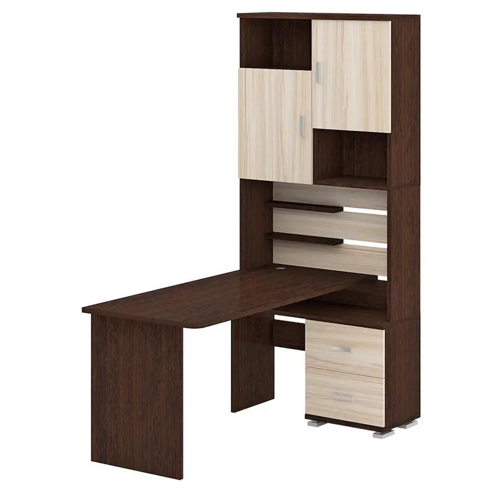 Фото Компьютерный стол Мэрдэс Ср-720/160 вкв-прав 96x160x216 см ЛДСП цвет венге, бежево-белый Фото Компьютерный стол Мэрдэс Ср-720/160 вкв-прав 96x160x216 см ЛДСП цвет венге, бежево-белый