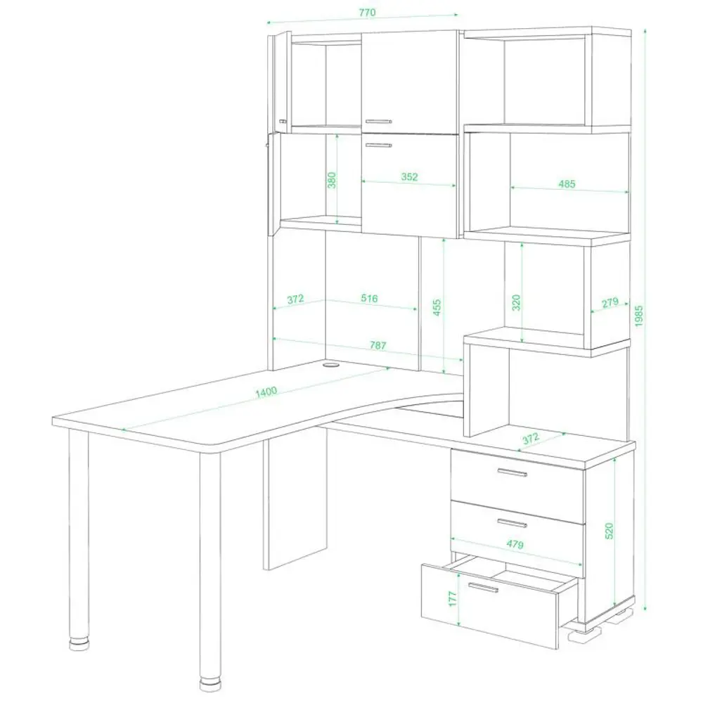Фото 2 Компьютерный стол Мэрдэс Ср-500м/160 шбебе-ч-лев 130x160x199 см ЛДСП цвет коричневый, белый жемчуг