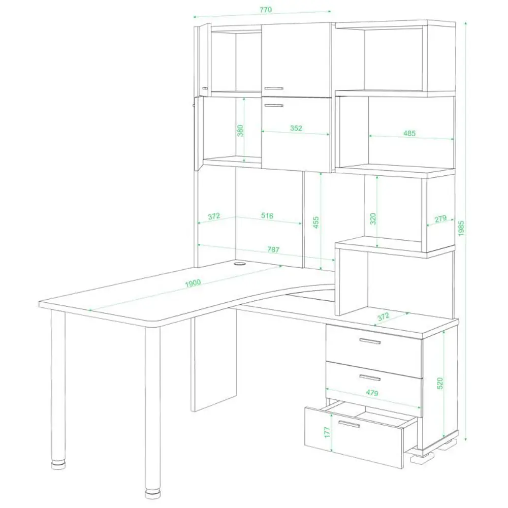 Фото 2 Компьютерный стол Мэрдэс Ср-500м/190 бенн-лев 130x190x199 см ЛДСП цвет серый дуб, белый жемчуг Фото 2 Компьютерный стол Мэрдэс Ср-500м/190 бенн-лев 130x190x199 см ЛДСП цвет серый дуб, белый жемчуг
