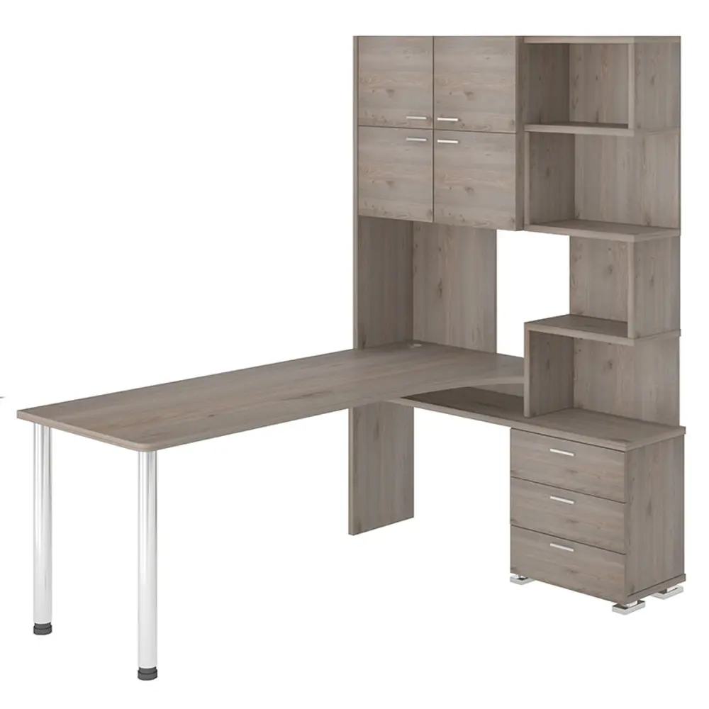 Фото Компьютерный стол Мэрдэс Ср-500м/190 н-прав 130x190x199 см ЛДСП цвет серый дуб Фото Компьютерный стол Мэрдэс Ср-500м/190 н-прав 130x190x199 см ЛДСП цвет серый дуб