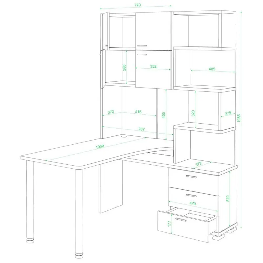 Фото 2 Компьютерный стол Мэрдэс Ср-500м/190 кшш-ч-прав 130x190x199 см ЛДСП цвет коричневый, бежево-белый