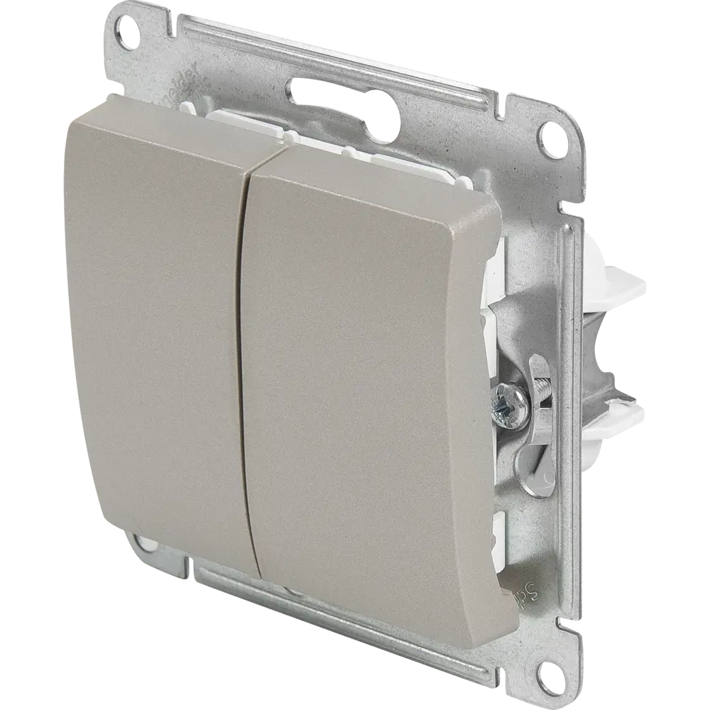 Фото Переключатель встраиваемый Systeme Electric Glossa 2 клавиши цвет платиновый Фото Переключатель встраиваемый Systeme Electric Glossa 2 клавиши цвет платиновый