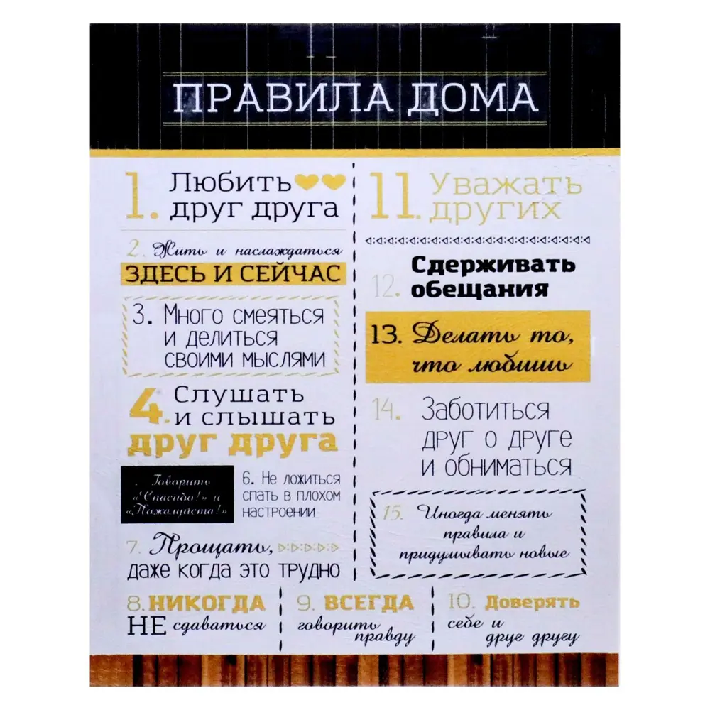 Фото Картина на холсте "Правила дома" 40x50 см Фото Картина на холсте "Правила дома" 40x50 см