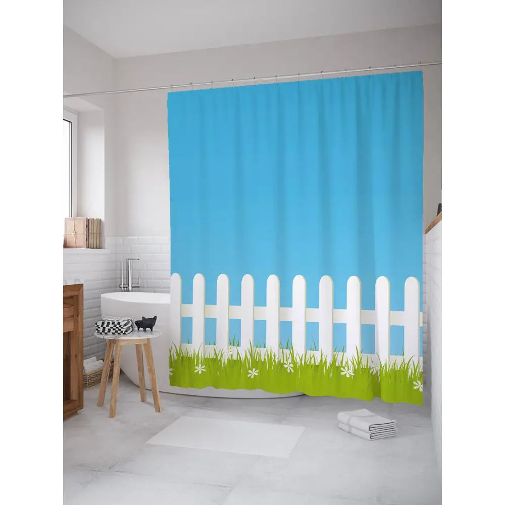Фото Шторка для ванной комнаты JoyArty sc_21637 200x180см цвет синий