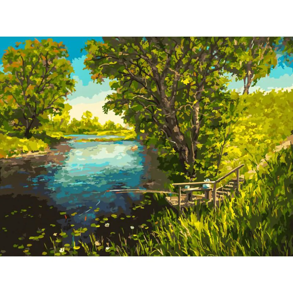 Фото Картина по номерам Белоснежка холст Речка за деревней 30x40 см