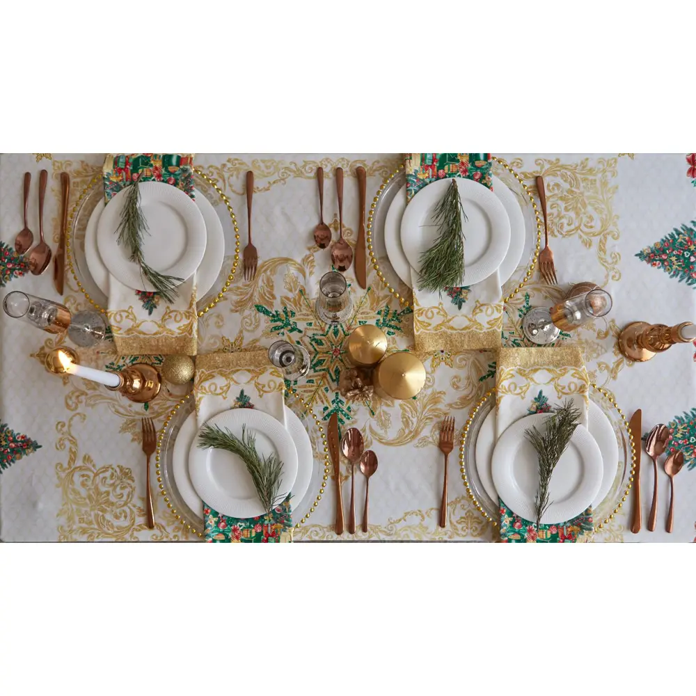 Фото 8 Скатерть Этель Golden Christmas 150x150см круг цвет зеленый Фото 8 Скатерть Этель Golden Christmas 150x150см круг цвет зеленый