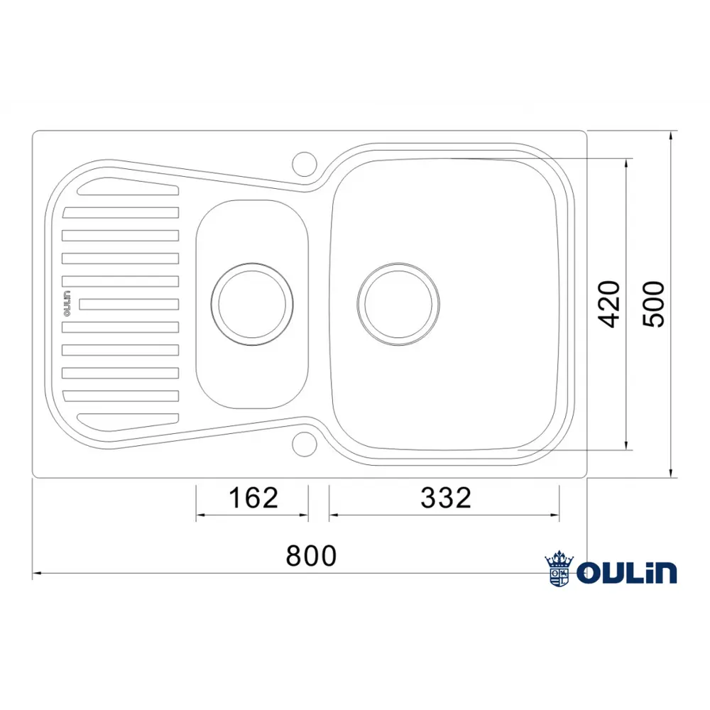 Фото 3 Врезная мойка Oulin Ol-359s 50x80x20 см нержавеющая сталь цвет сатин Фото 3 Врезная мойка Oulin Ol-359s 50x80x20 см нержавеющая сталь цвет сатин