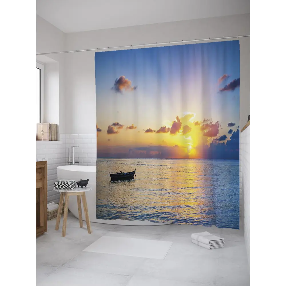 Фото Шторка для ванной комнаты JoyArty sc_31164 200x180см цвет синий