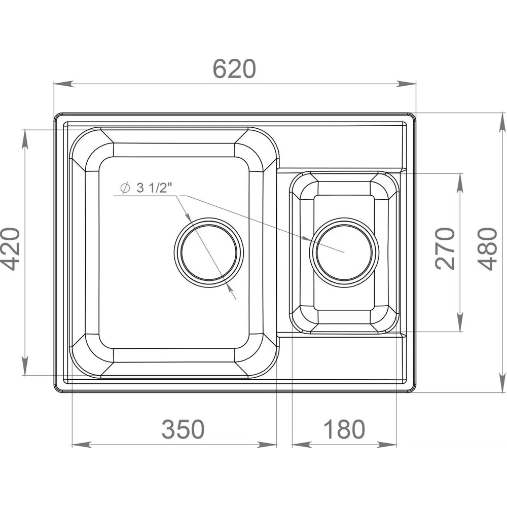 Фото 2 Мойка под столешницу Granfest Quarz 80x55x23 см мрамор цвет бежевый