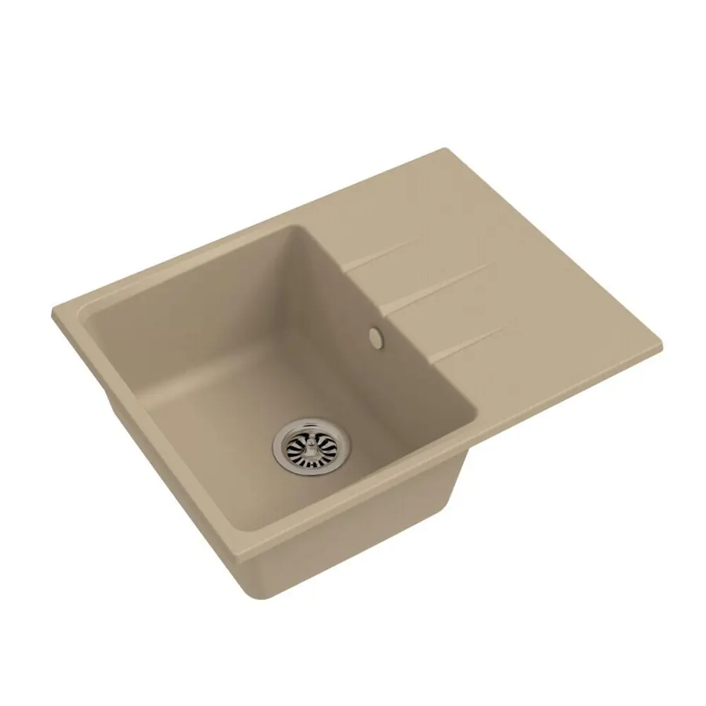 Фото Мойка под столешницу Ewigstein Gerd 45f 70x55x25 см гранит цвет крем Фото Мойка под столешницу Ewigstein Gerd 45f 70x55x25 см гранит цвет крем