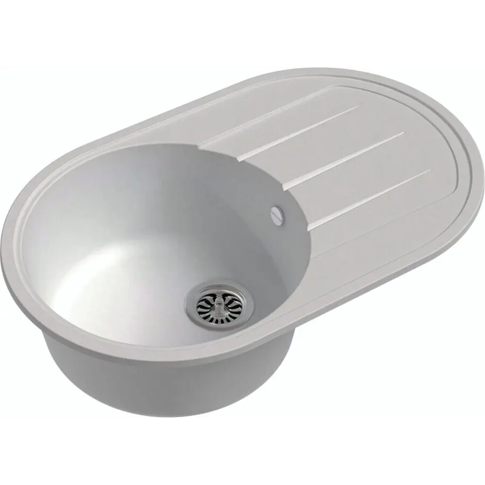 Фото Мойка под столешницу Ewigstein Elegant r50f 80x52x25 см гранит цвет белый иней Фото Мойка под столешницу Ewigstein Elegant r50f 80x52x25 см гранит цвет белый иней