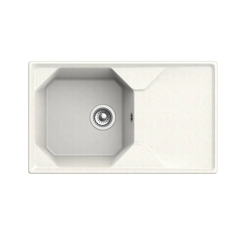 Фото 2 Кухонная мойка под столешницу Granfest Unique 90x53x25 см мрамор цвет белый Фото 2 Кухонная мойка под столешницу Granfest Unique 90x53x25 см мрамор цвет белый