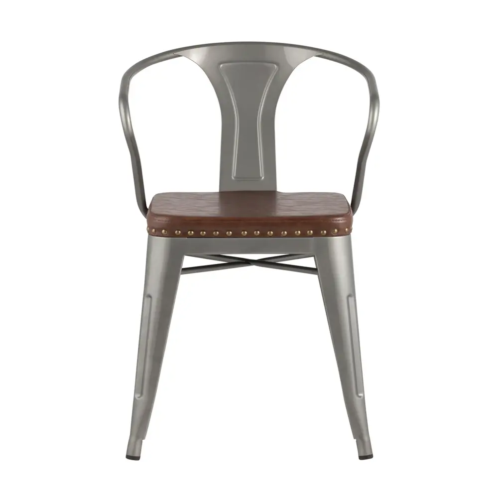 Фото 3 Кухонный стул Stool Group Tolix arms soft 76x55x50 см экокожа цвет серебристый 4 шт Фото 3 Кухонный стул Stool Group Tolix arms soft 76x55x50 см экокожа цвет серебристый 4 шт