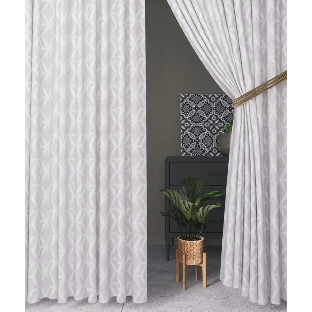 Фото Штора на шторной ленте Клеопатра 170x260 см цвет бежевый