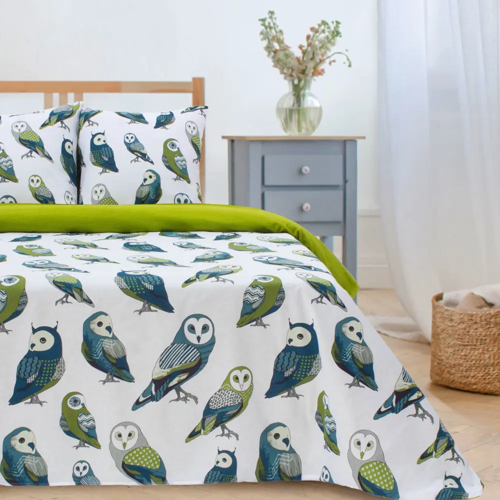 Фото Комплект постельного белья полутораспальный Этель Совушки 2588666, поплин