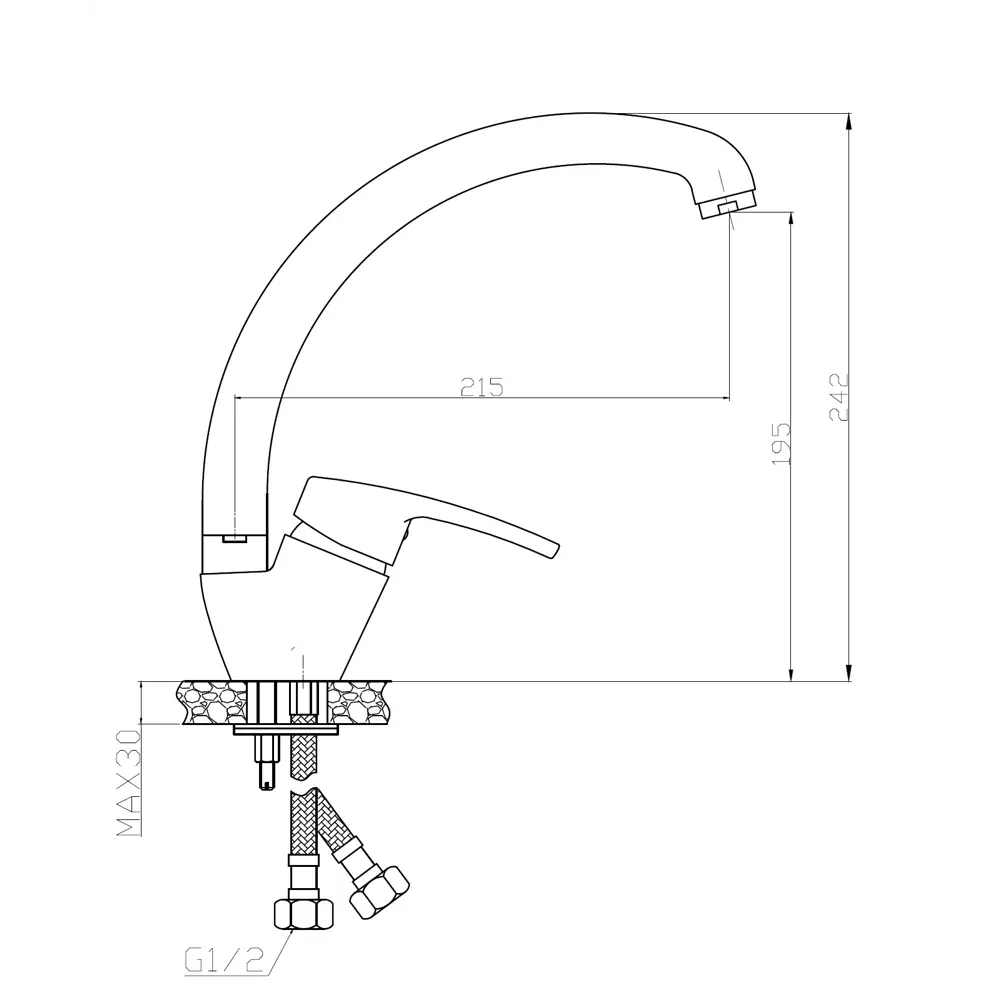 Фото 2 Однорычажный смеситель Weltwasser Bh10000002014 излив 28 см цвет хром
