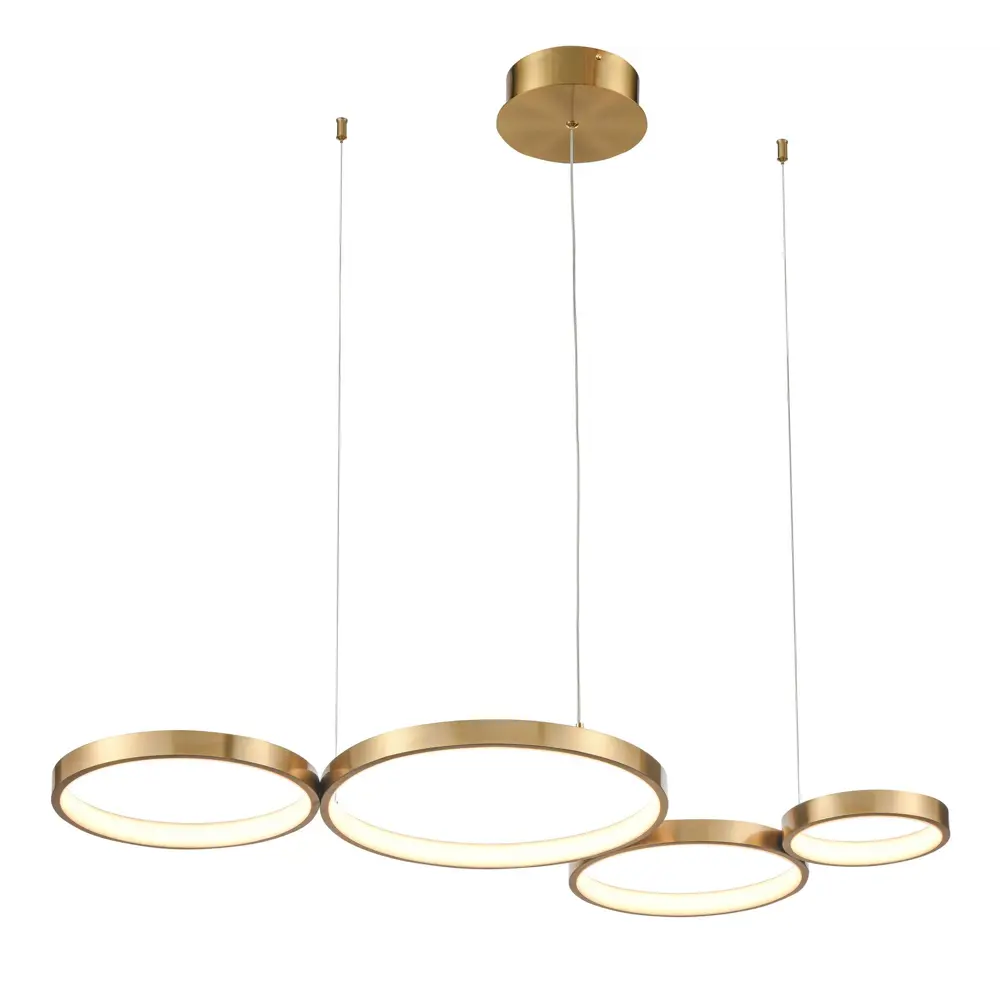 Фото Люстра подвесная светодиодная VELE LUCE VL7244P04 30 м² теплый белый свет цвет латунь Фото Люстра подвесная светодиодная VELE LUCE VL7244P04 30 м² теплый белый свет цвет латунь