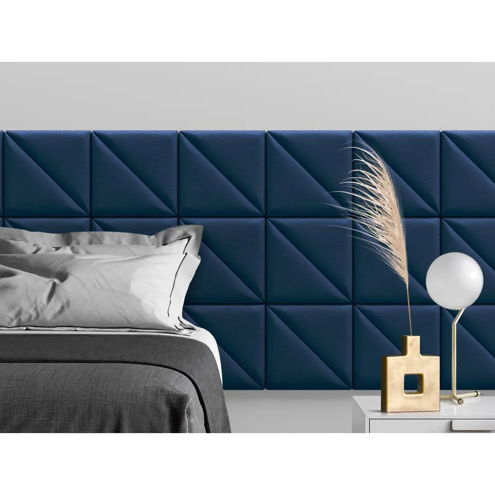 Фото 2 Комплект мягких панелей Tartilla треугольник эко кожа цвет синий 300х300х29мм 2шт Фото 2 Комплект мягких панелей Tartilla треугольник эко кожа цвет синий 300х300х29мм 2шт