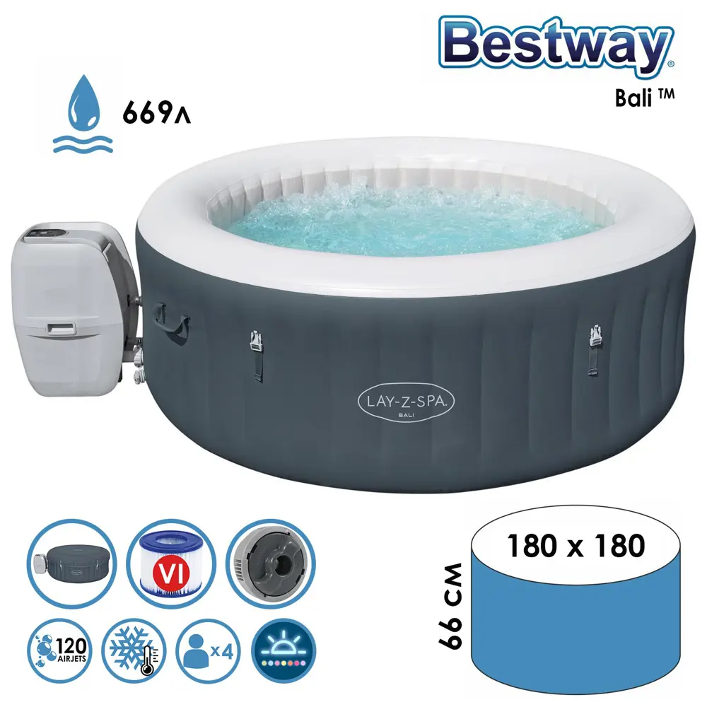 Фото SPA бассейн Bestway 5309864 Bali AirJet 180 x 66 см Фото SPA бассейн Bestway 5309864 Bali AirJet 180 x 66 см