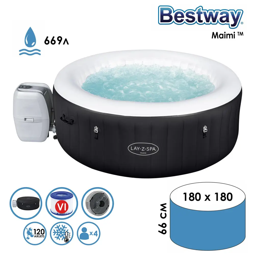 Фото SPA бассейн Bestway 60001 Miami AirJet 180 x 66 см Фото SPA бассейн Bestway 60001 Miami AirJet 180 x 66 см