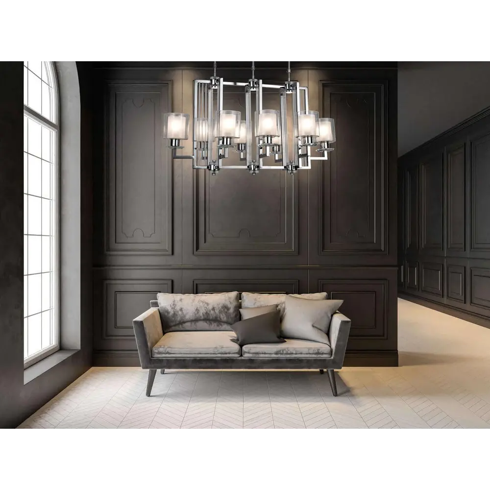 Фото 2 Люстра потолочная LUMINA DECO LDP 8012-8P CHR Manhattan 8 ламп 32 м² цвет серый