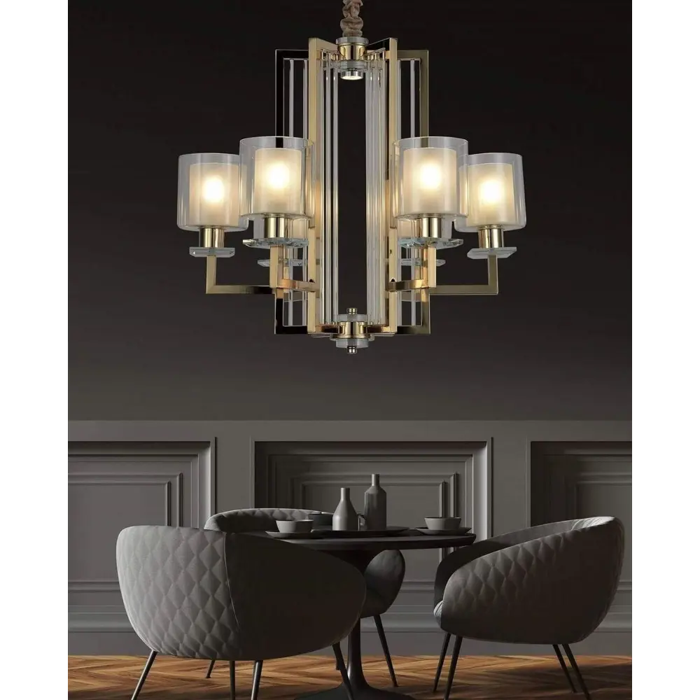 Фото 2 Люстра потолочная LUMINA DECO LDP 8012-6 F.GD Manhattan 6 ламп 24 м² цвет золото Фото 2 Люстра потолочная LUMINA DECO LDP 8012-6 F.GD Manhattan 6 ламп 24 м² цвет золото