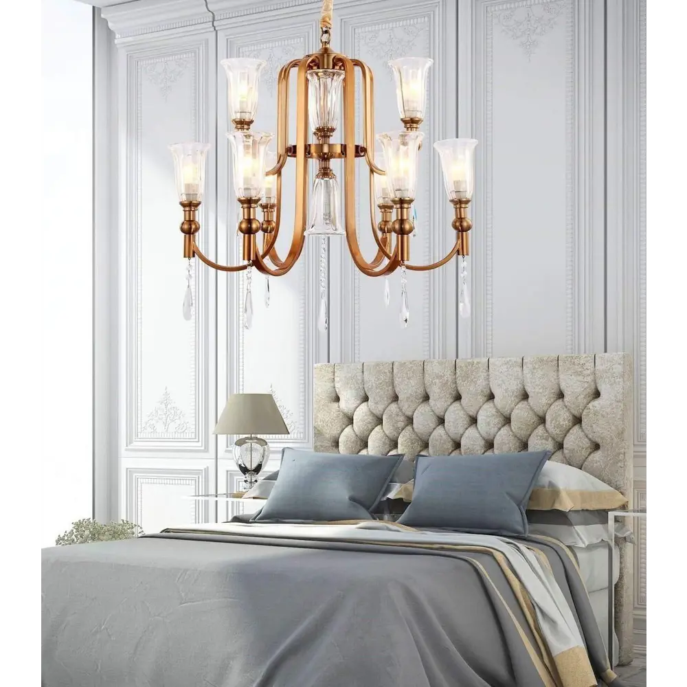 Фото 3 Люстра потолочная LUMINA DECO LDP 8041-6+3 S.GD Rionella 9 ламп 24 м² цвет золото Фото 3 Люстра потолочная LUMINA DECO LDP 8041-6+3 S.GD Rionella 9 ламп 24 м² цвет золото