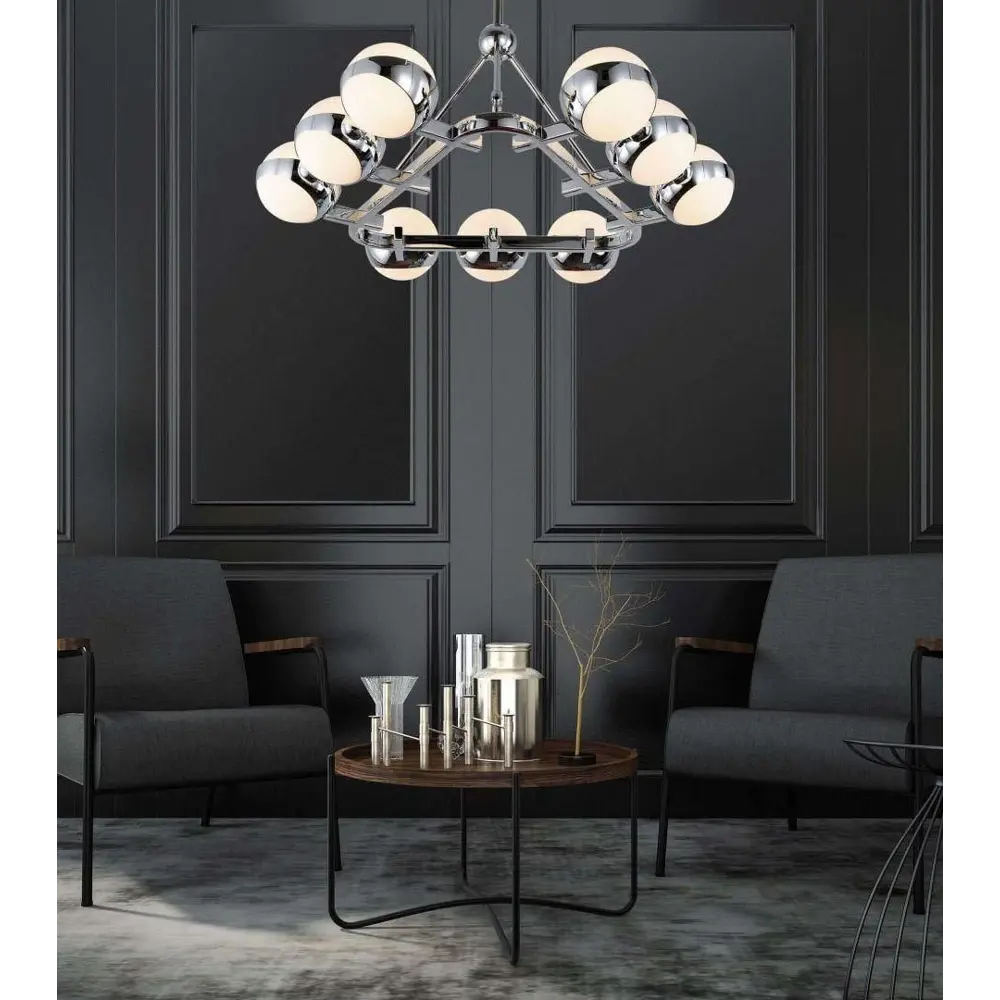 Фото 3 Люстра потолочная LUMINA DECO LDP 6038-9 CHR Optimus 9 ламп 24 м² цвет серый Фото 3 Люстра потолочная LUMINA DECO LDP 6038-9 CHR Optimus 9 ламп 24 м² цвет серый